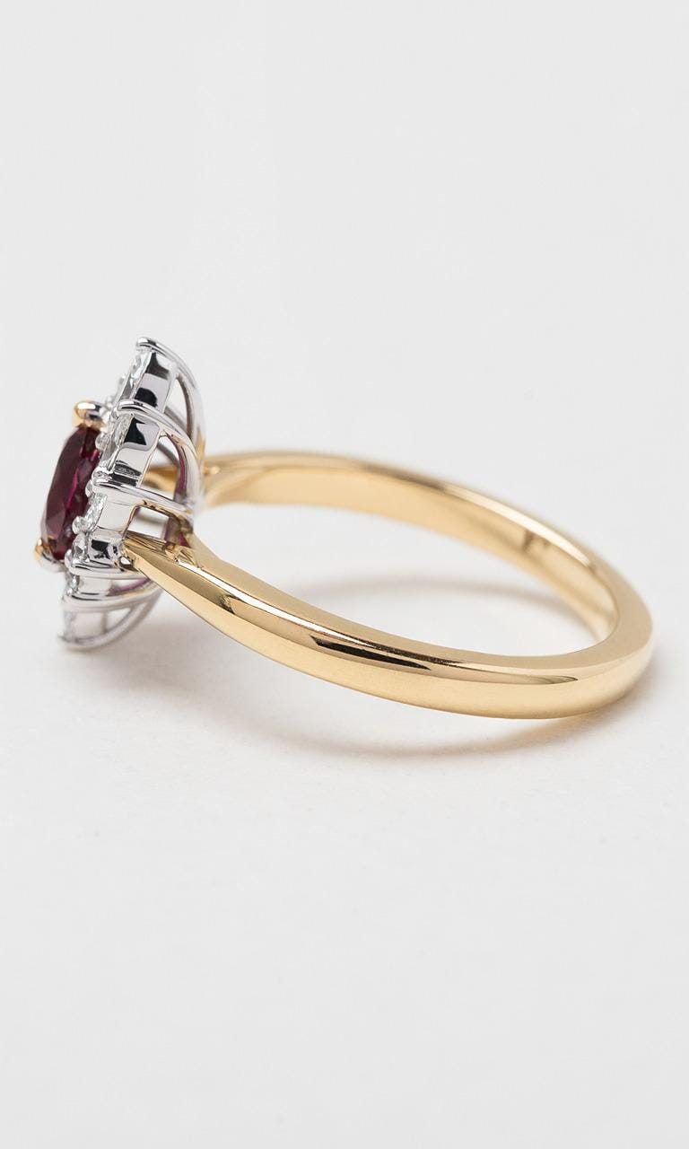 Hogans Family Jewellers 18K YG Pear Cut Burmese Ruby Cluster Ring