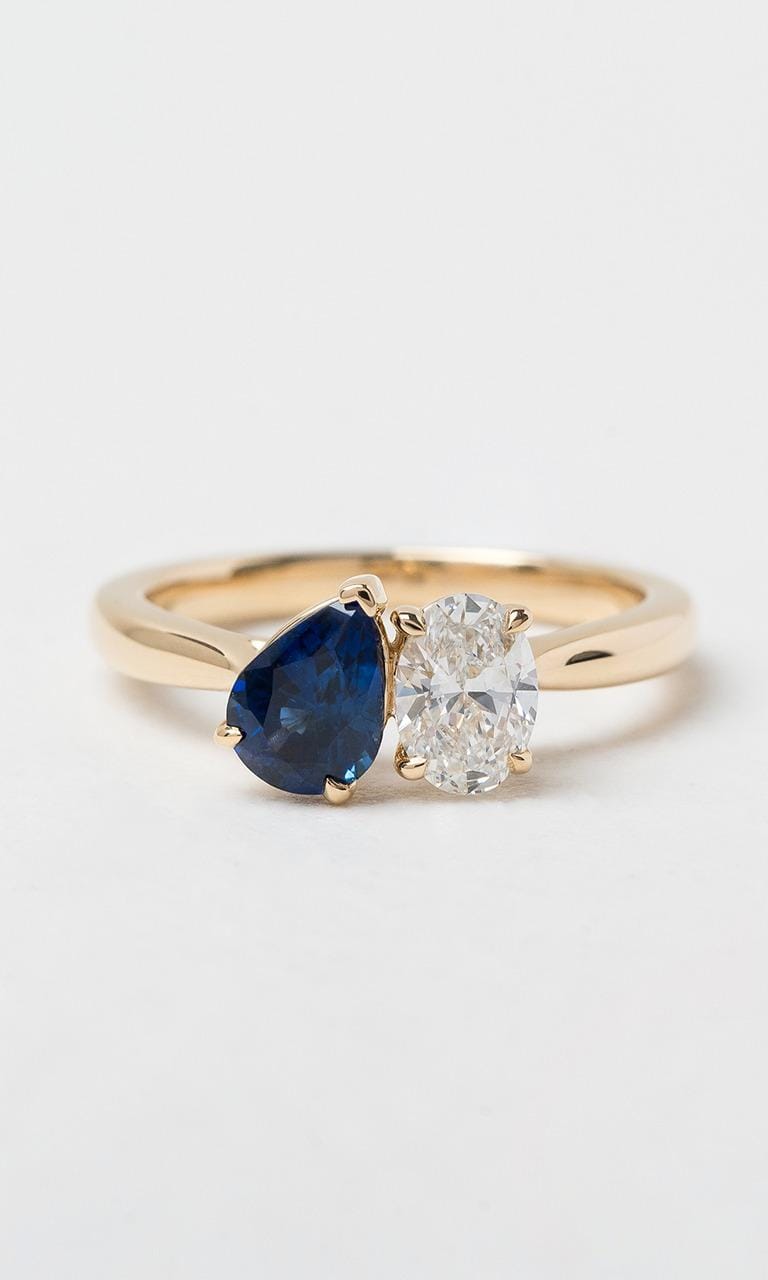 Hogans Family Jewellers 18K YG Pear Cut Ceylon Sapphire Toi et Moi Ring