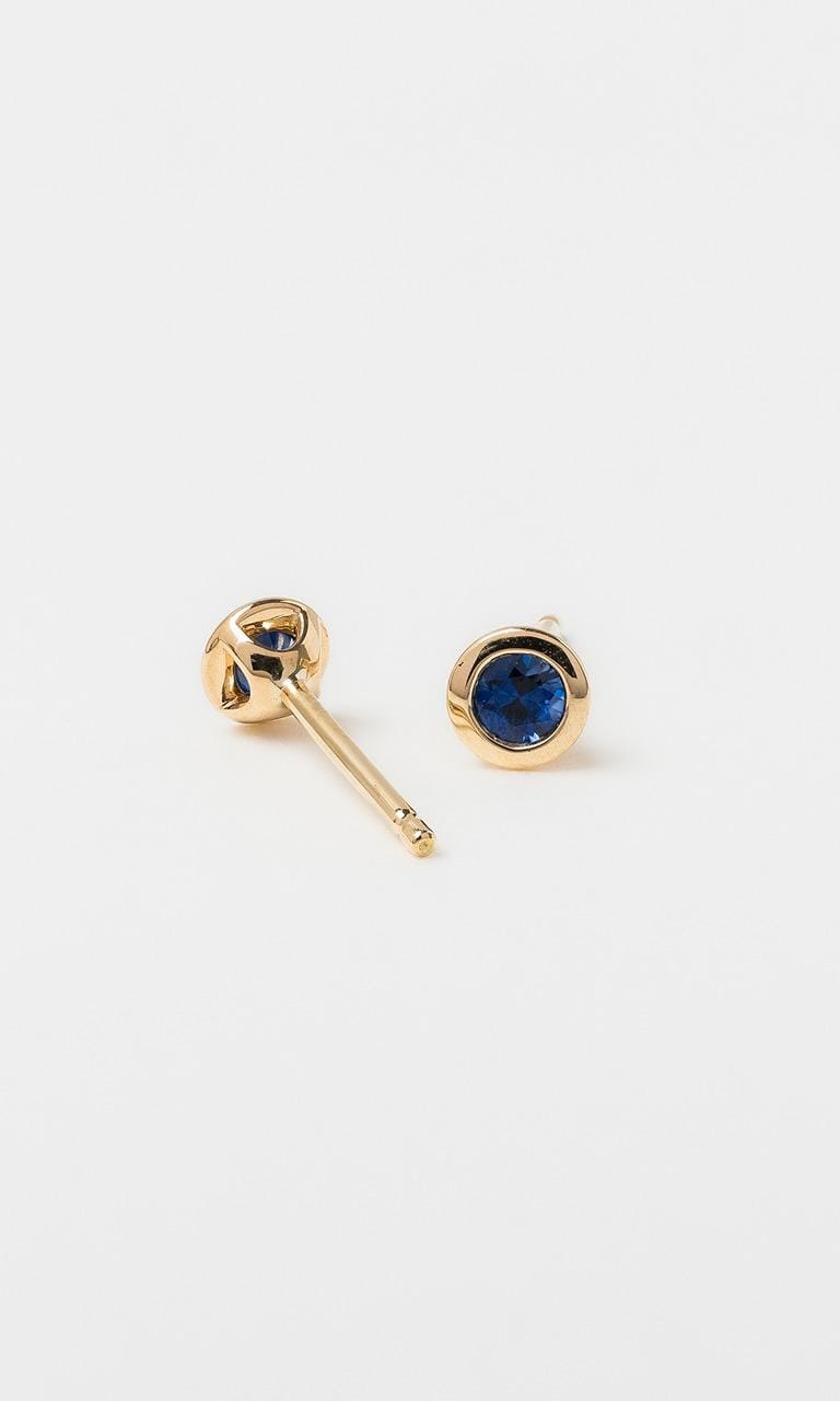Hogans Family Jewellers 18K YG Round Brilliant Cut Sapphire Stud Earrings