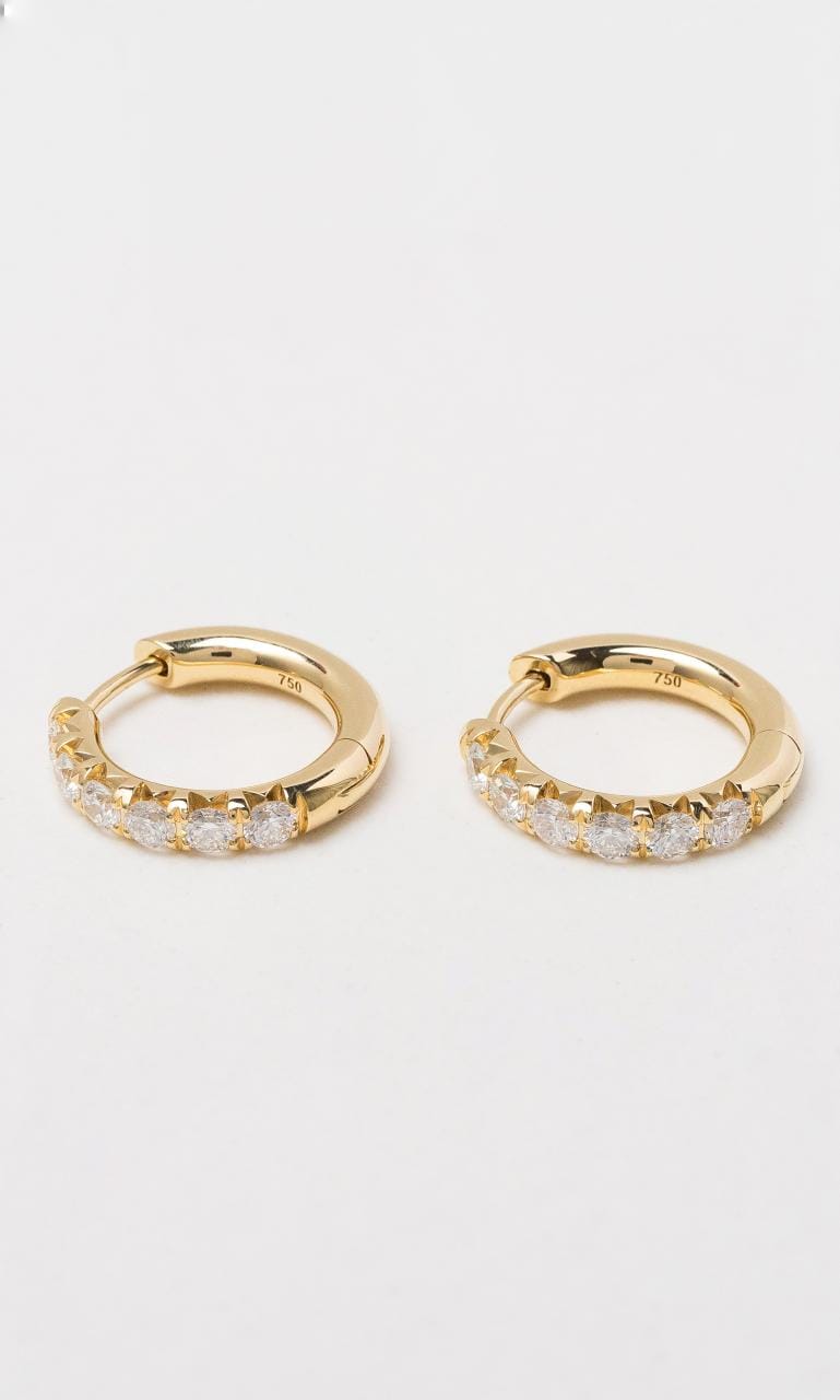 Hogans Family Jewellers 18K YG Round Brilliant Diamond Huggie Earrings