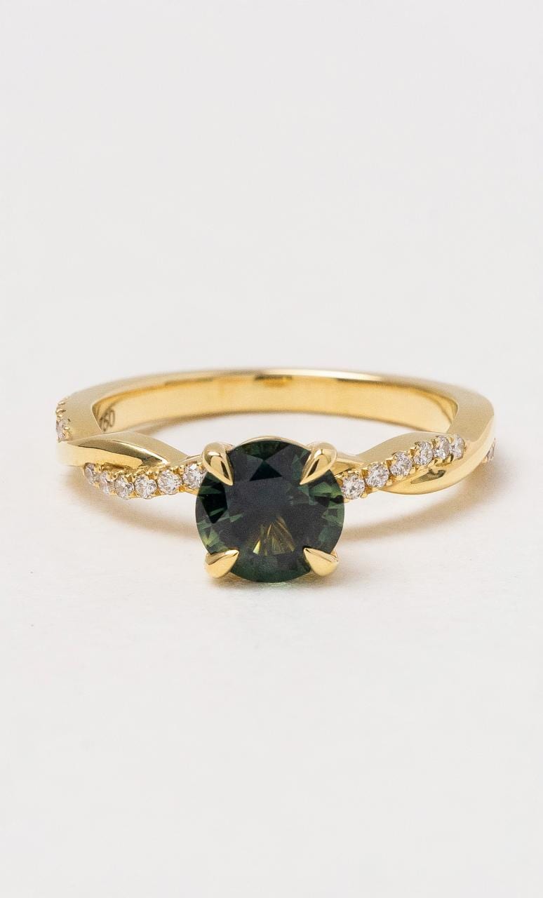 Hogans Family Jewellers 18K YG Round Sapphire Twist Ring