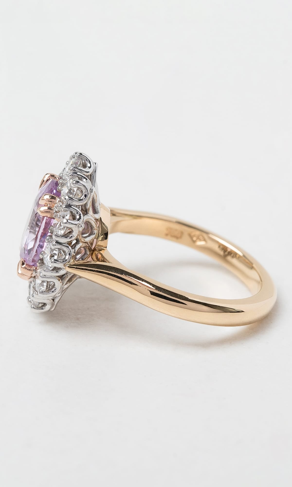 Hogans Family Jewellers 18K YRWG Oval Cut Ceylon Sapphire Halo Ring