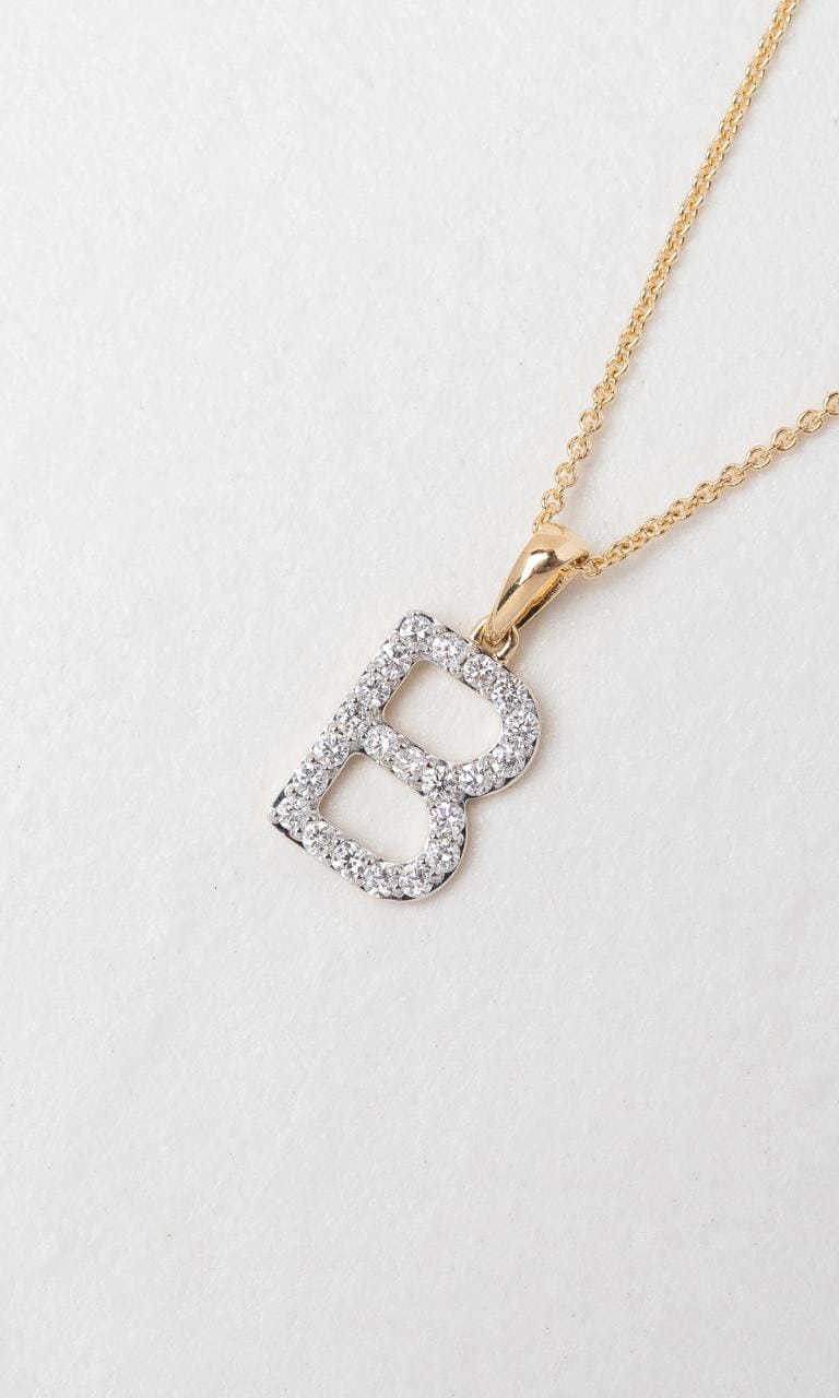 Hogans Family Jewellers 18K YWG 0.034ct TDW 'B' Initial Diamond Set Pendant