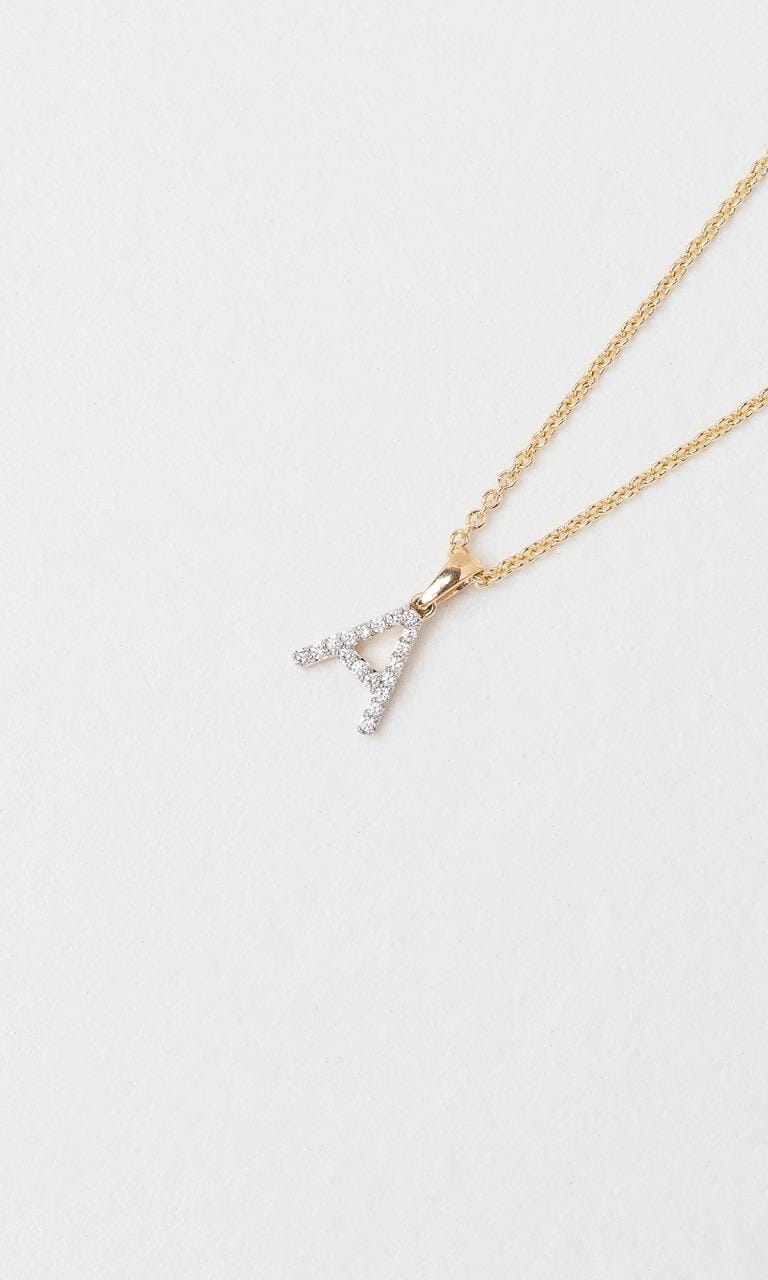 Hogans Family Jewellers 18K YWG 0.08ct TDW 'A' Initial Diamond Set Pendant