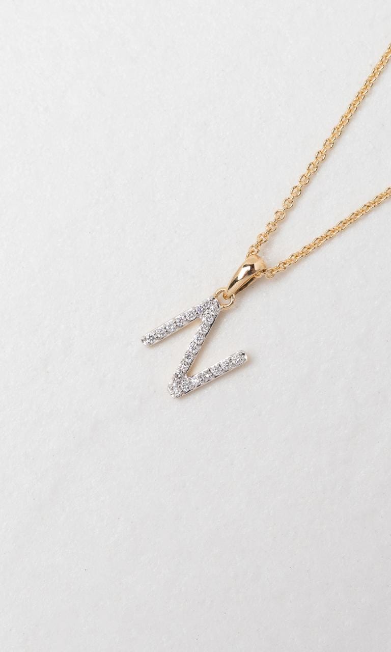 Hogans Family Jewellers 18K YWG 0.09ct TDW 'N' Initial Diamond Set Pendant