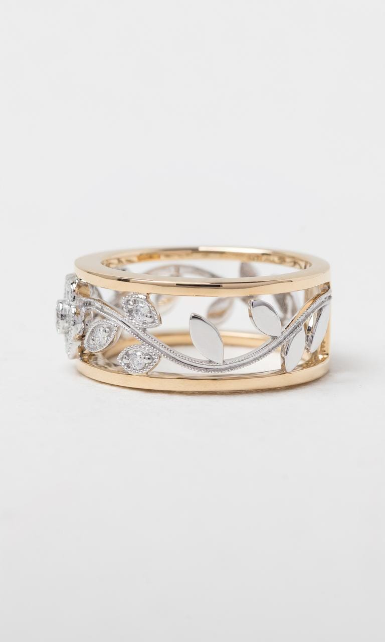 Hogans Family Jewellers 18K YWG 0.25ct TDW Round Brilliant Cut Diamond Decorative Wide Ring