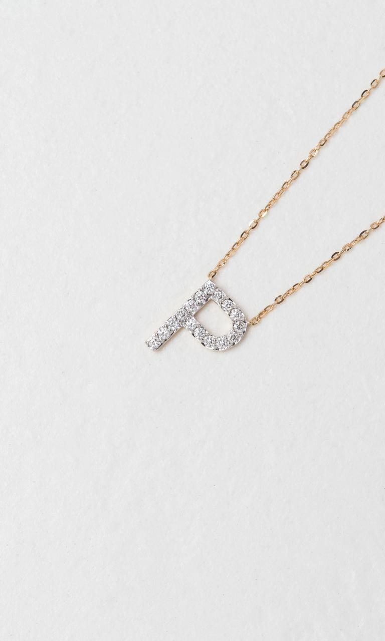 Hogans Family Jewellers 18K YWG 0.26ct TDW 'P' Initial Diamond Set Necklace