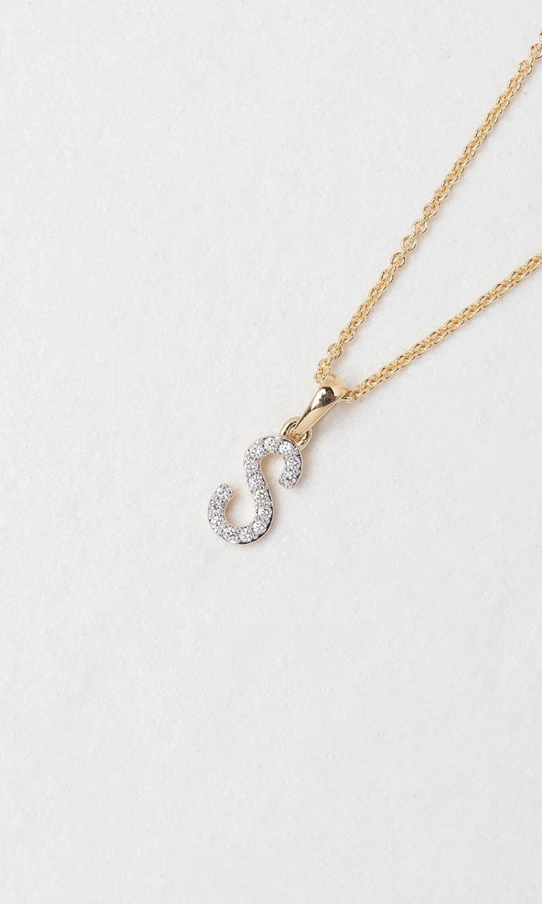Hogans Family Jewellers 18K YWG 0.45ct TDW 'S' Initial Diamond Set Pendant