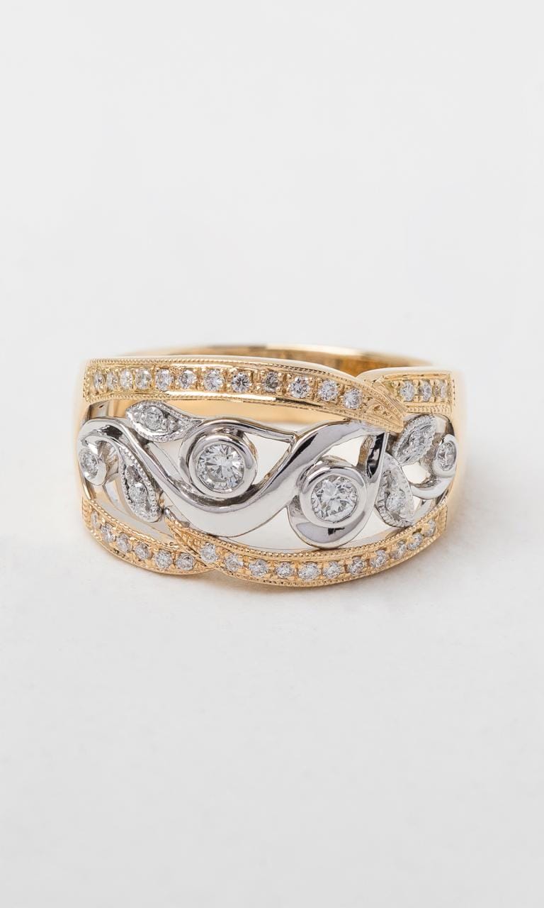 Hogans Family Jewellers 18K YWG 0.46ct TDW Round Brilliant Cut Diamond Wide Dress Ring