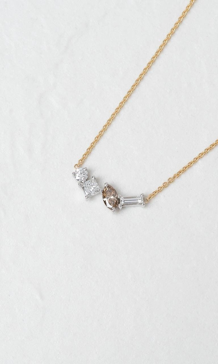 Hogans Family Jewellers 18K YWG 0.589ct TDW Mixed Fancy Cut Diamond Cluster Necklace