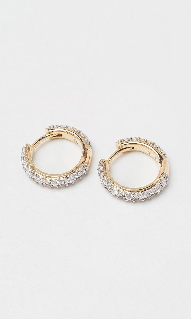Hogans Family Jewellers 18K YWG 1.19ct TDW Round Brilliant Cut Diamond Huggie Earrings