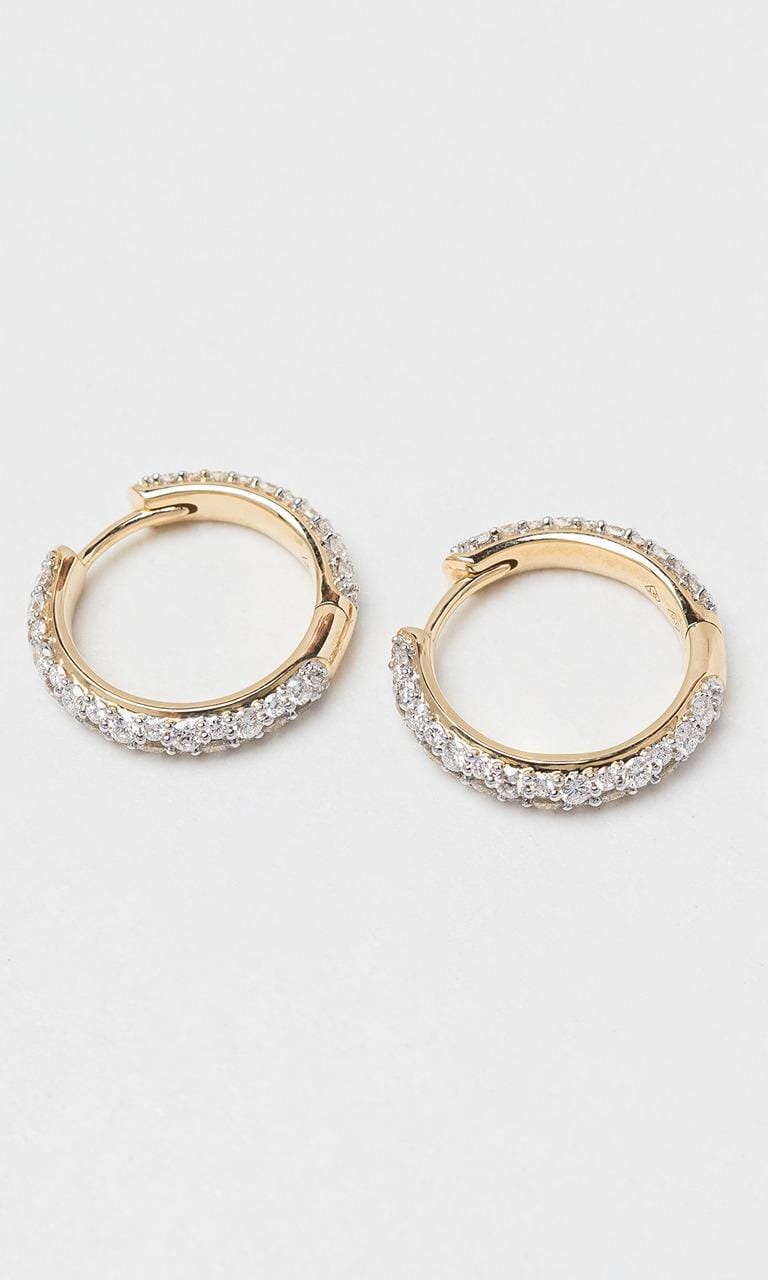 Hogans Family Jewellers 18K YWG 1.47ct TDW Round Brilliant Cut Diamond Huggie Earrings