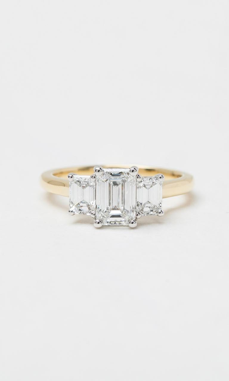 Hogans Family Jewellers 18K YWG 1.64ct TDW Emerald Cut Diamond Trilogy Ring