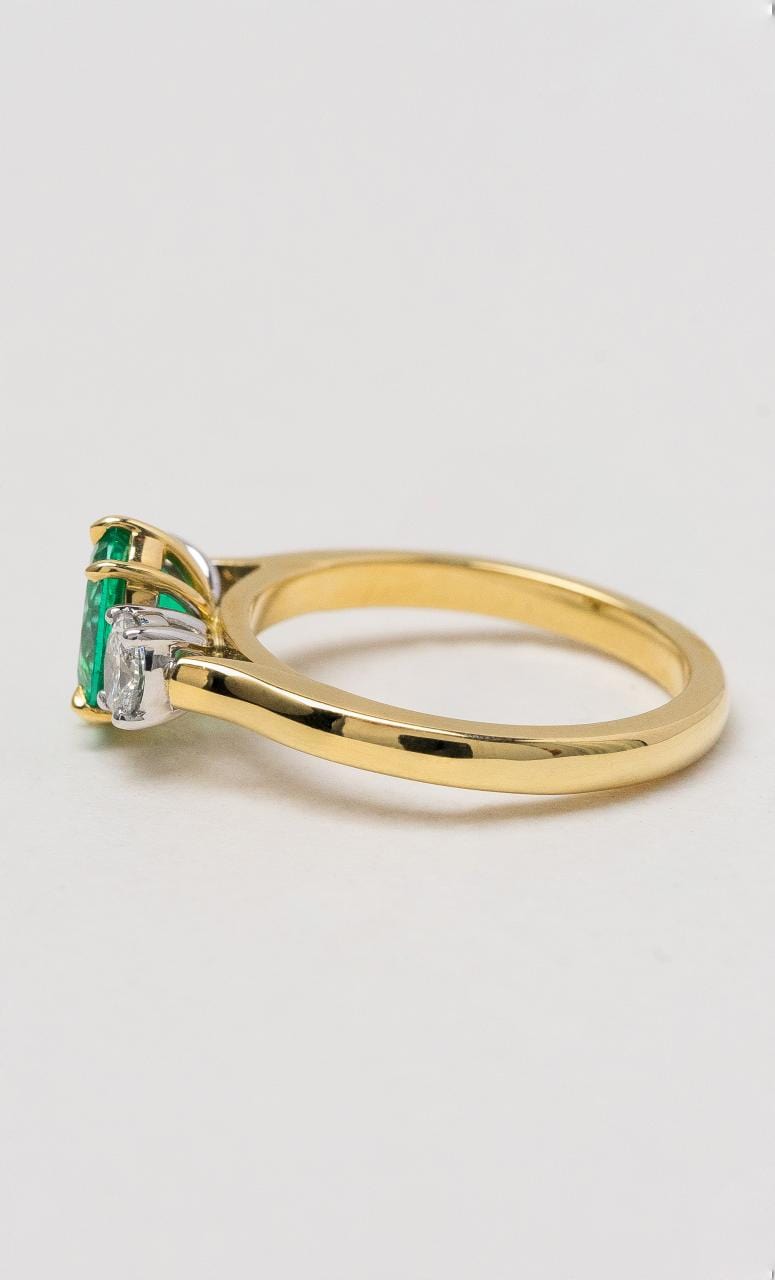 Hogans Family Jewellers 18K YWG Colombian Emerald Trilogy Ring