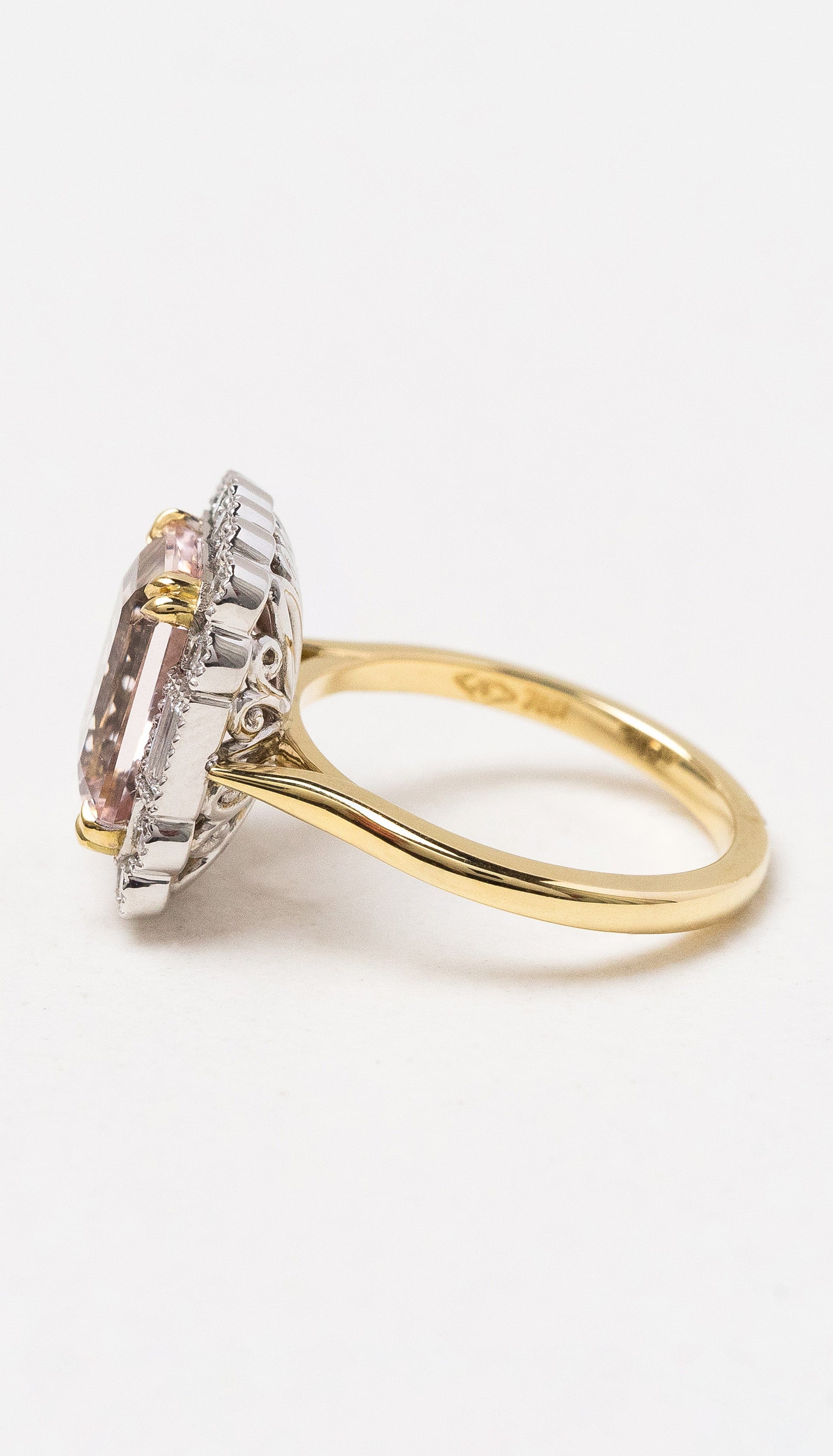 Hogans Family Jewellers 18K YWG Emerald Cut Morganite Ring
