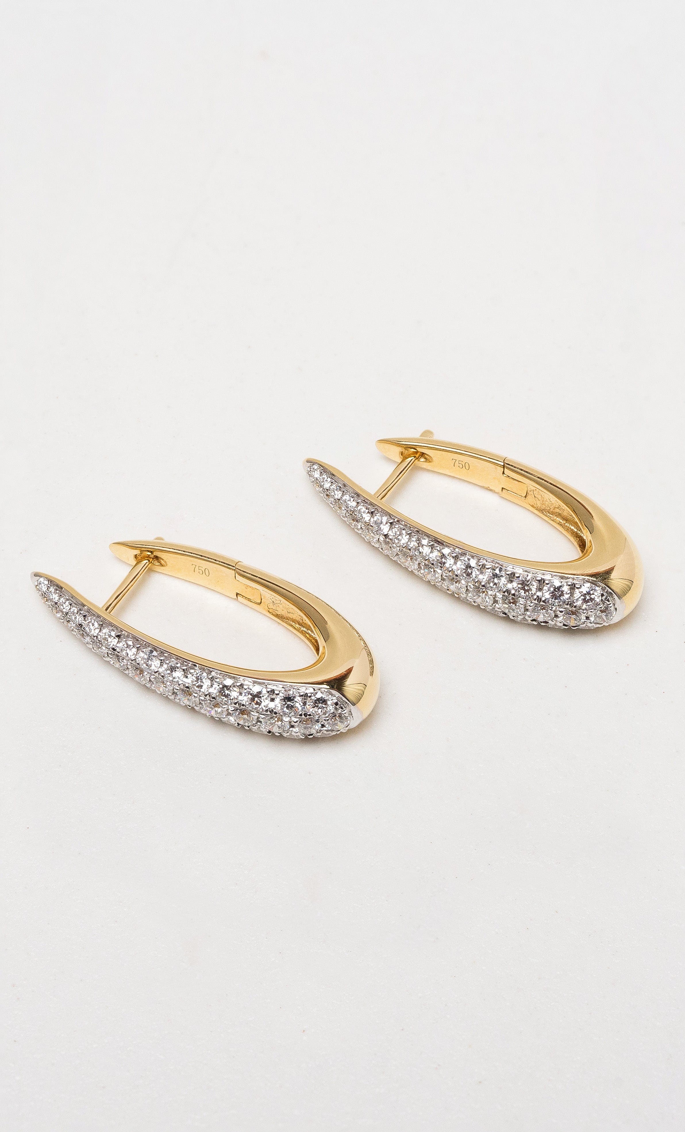 Hogans Family Jewellers 18K YWG Graduated Diamond Huggie Earrings