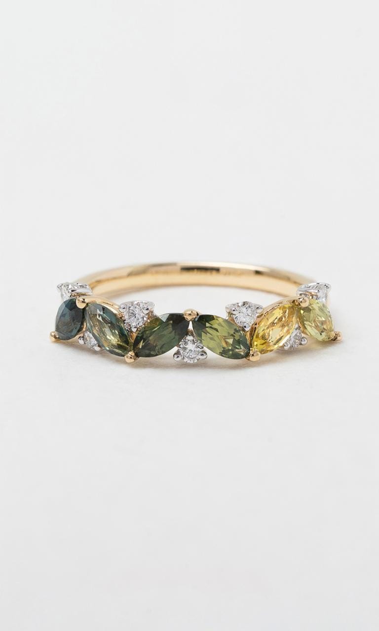 Hogans Family Jewellers 18K YWG Marquise Cut Parti Sapphire Band