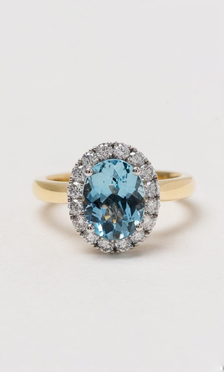 Hogans Family Jewellers 18K YWG Oval Aquamarine Ring