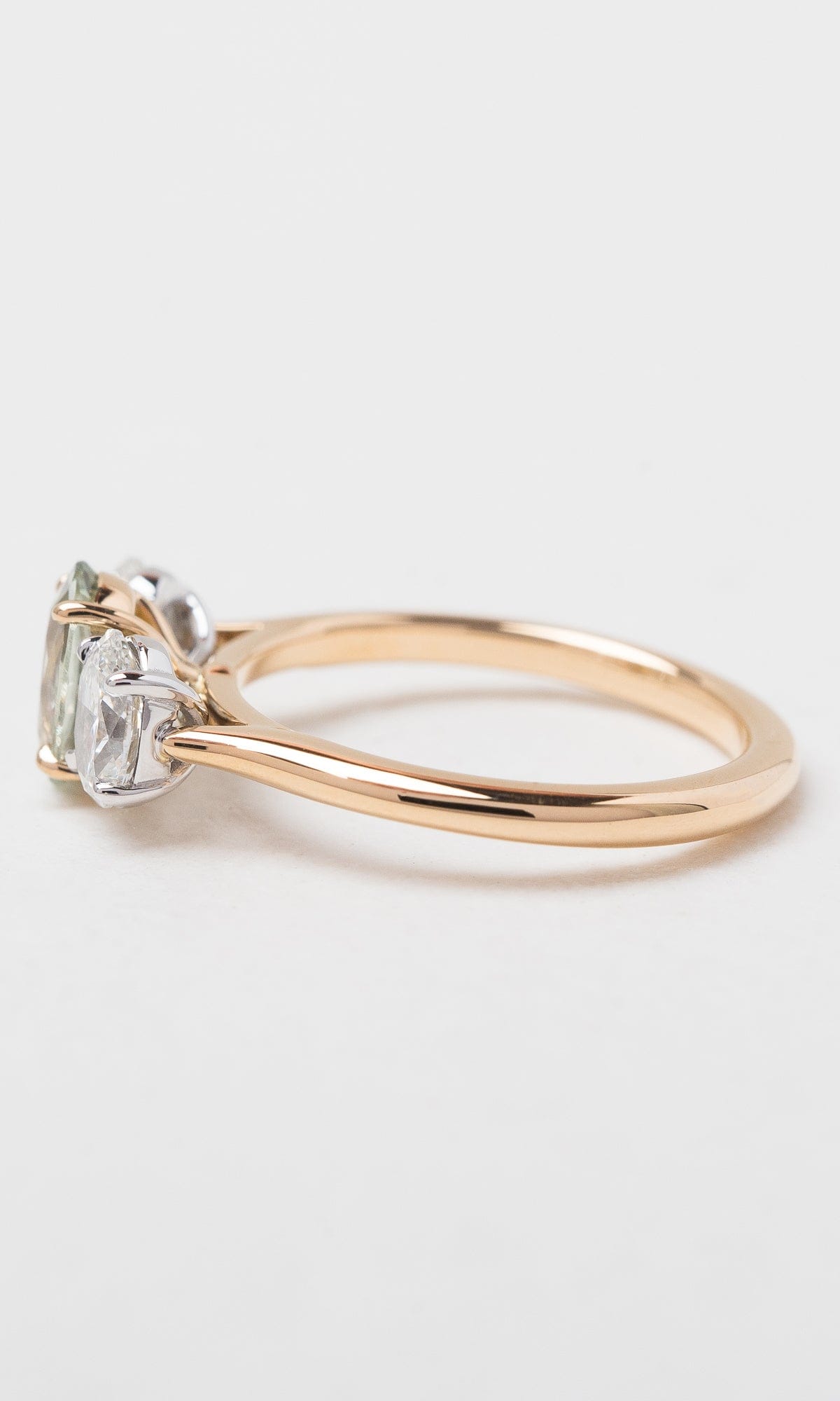 Hogans Family Jewellers 18K YWG Oval Cut African Sapphire Trilogy Ring