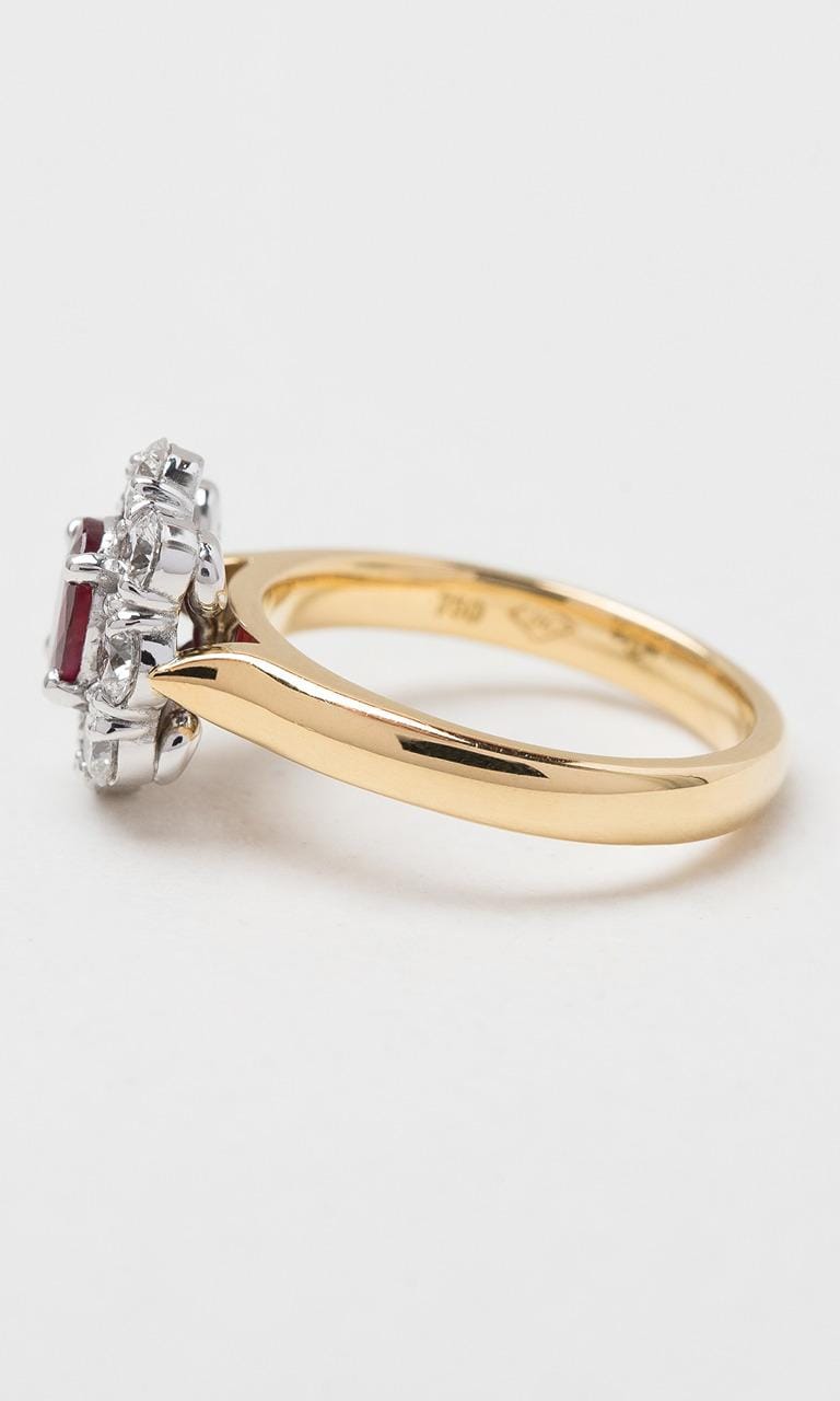 Hogans Family Jewellers 18K YWG Oval Cut Burmese Ruby Halo Ring