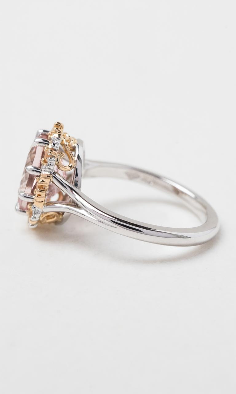 Hogans Family Jewellers 18K YWG Oval Cut Morganite Halo Dress Ring