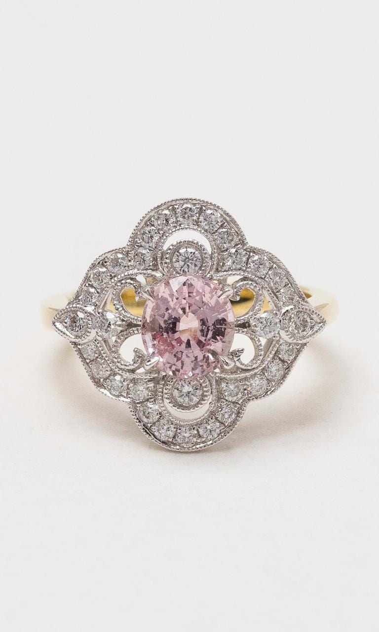 Hogans Family Jewellers 18K YWG Oval Peach Sapphire Dress Ring