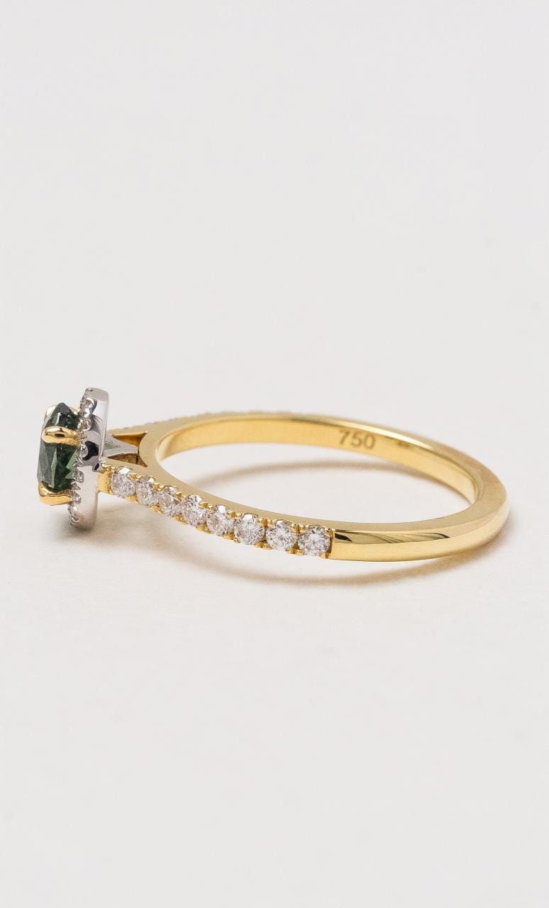 Hogans Family Jewellers 18K YWG Petite Halo Sapphire Ring