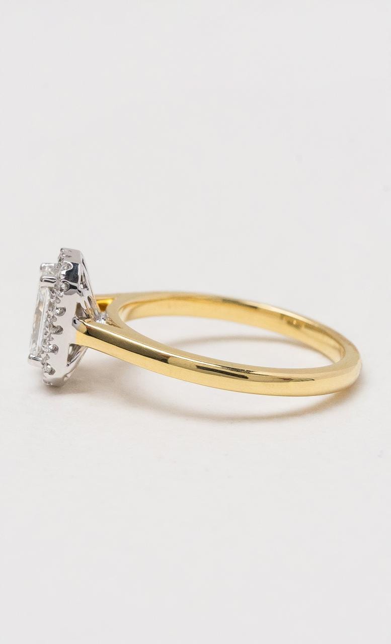 Hogans Family Jewellers 18K YWG Radiant Diamond Halo Ring