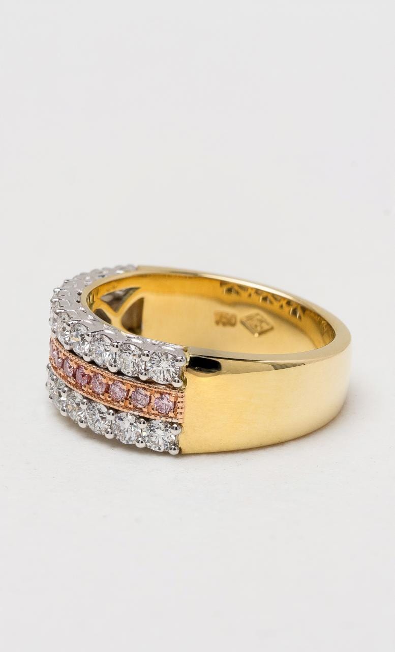 Hogans Family Jewellers 18K YWRG Pink Diamond Band