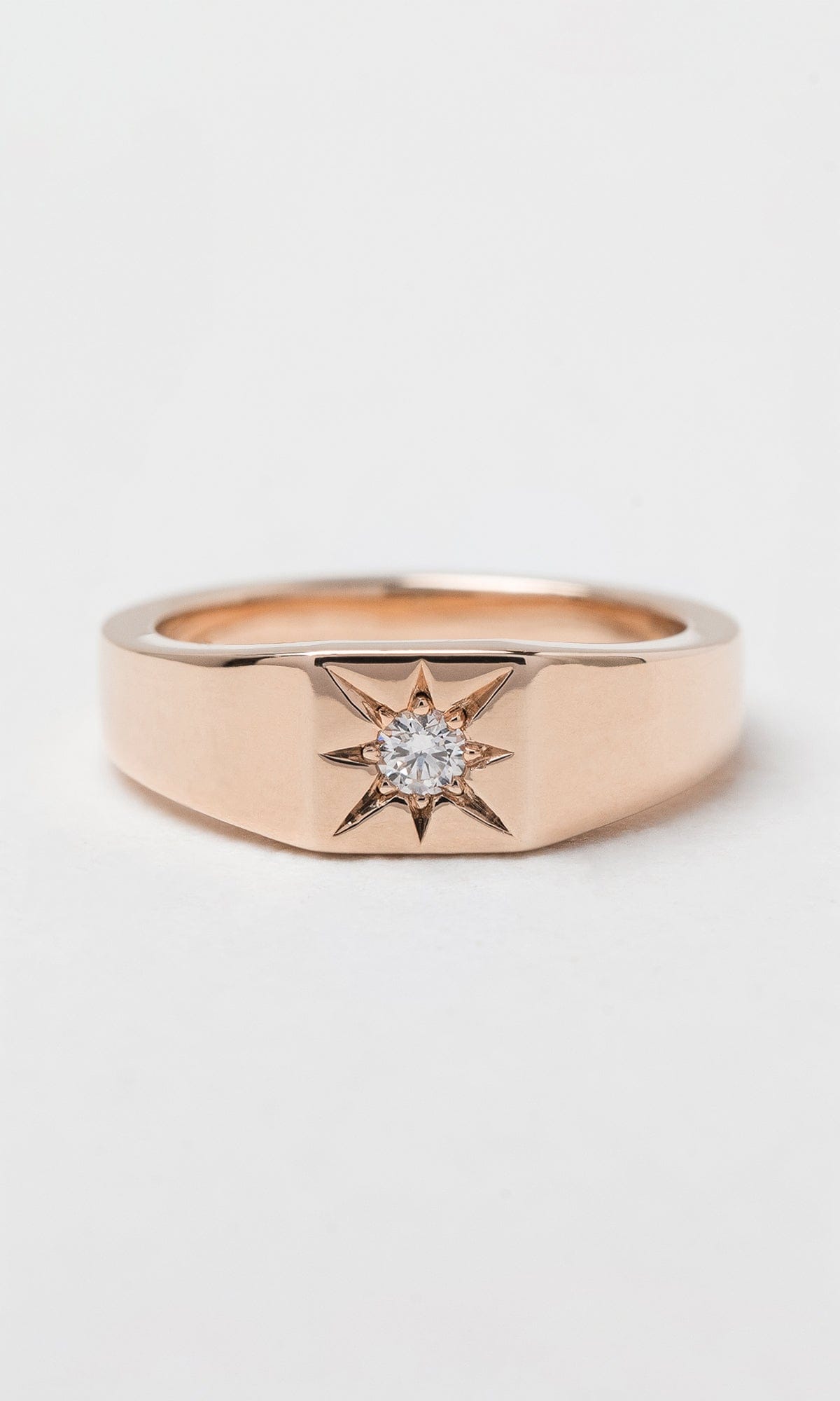 Hogans Family Jewellers 9K RG 0.06ct Round Brilliant Cut Diamond Square Signet Ring