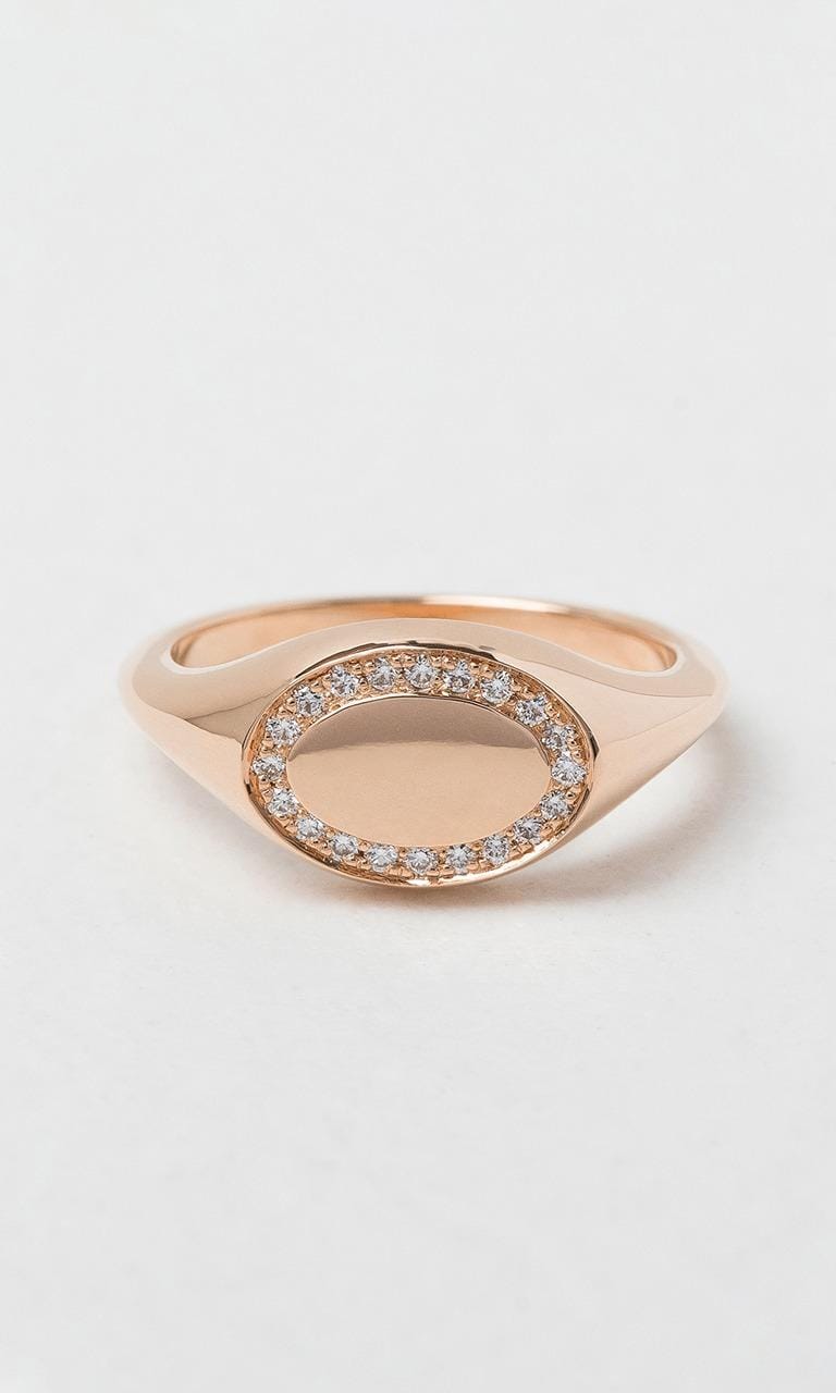 Hogans Family Jewellers 9K RG 0.10ct TDW Round Brilliant Cut Diamond Oval Signet Ring
