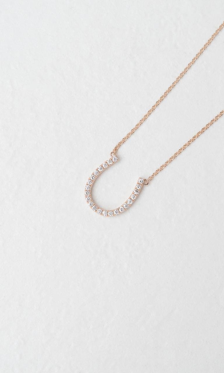Hogans Family Jewellers 9K RG 0.23ct TDW Round Brilliant Diamond Horseshoe Necklace