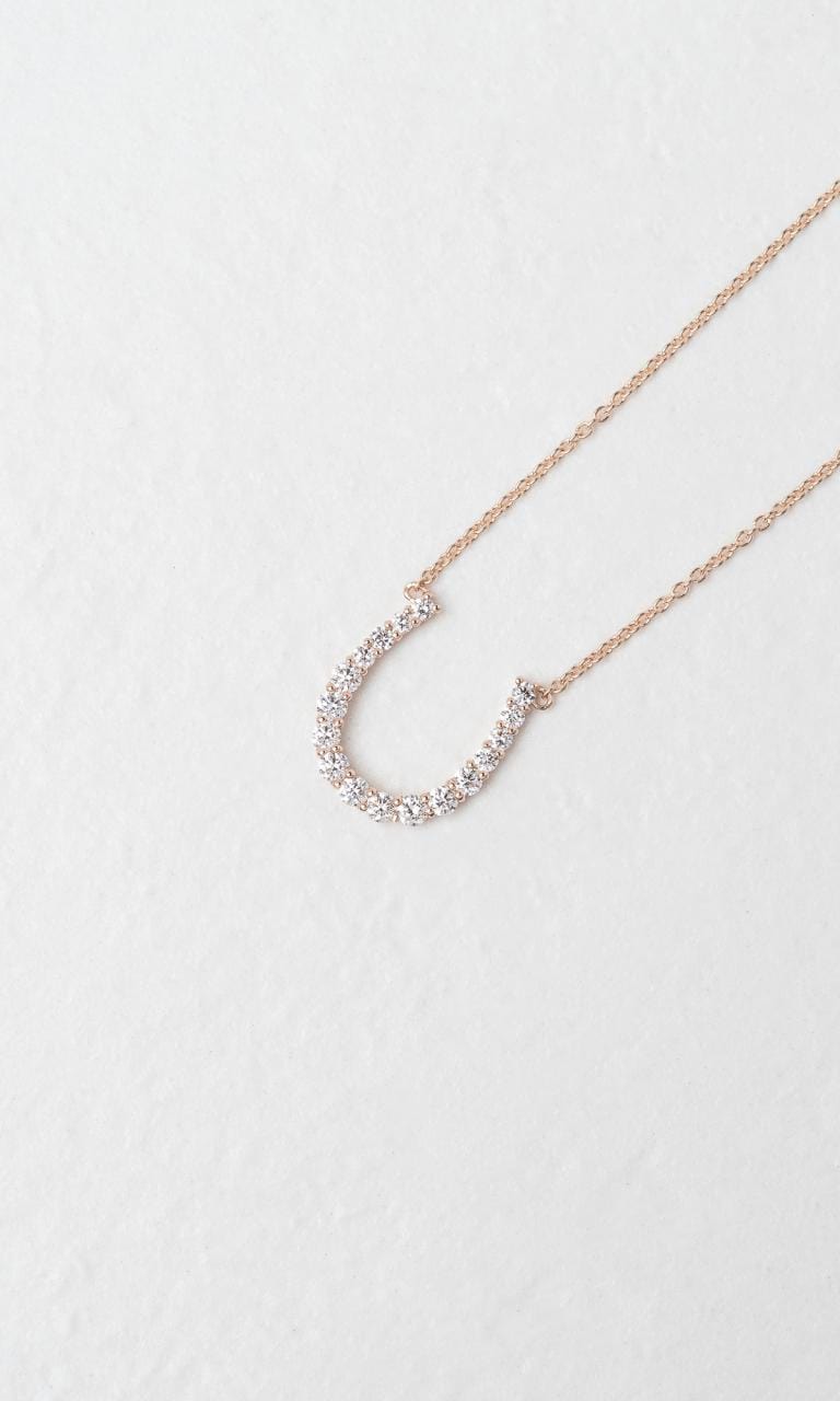 Hogans Family Jewellers 9K RG 0.52ct TDW Round Brilliant Diamond Horseshoe Necklace