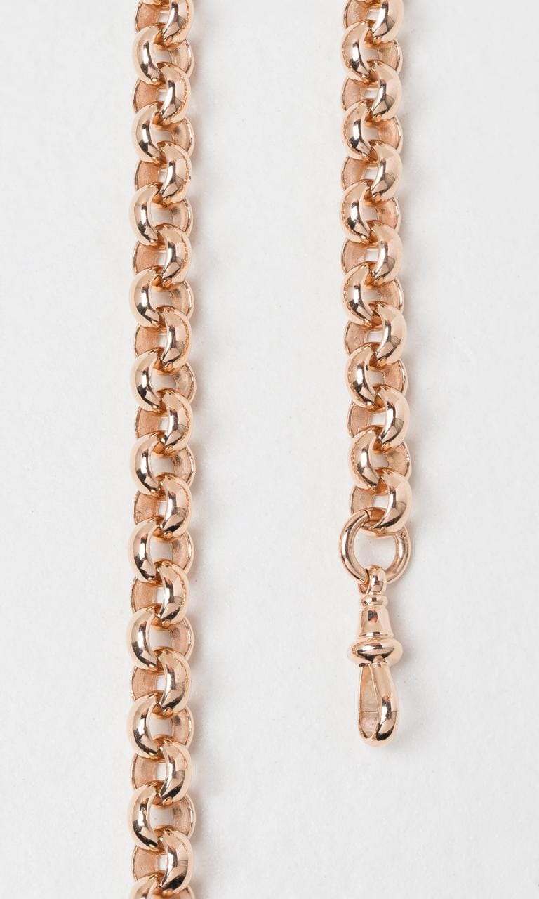 Hogans Family Jewellers 9K RG 49cm Belcher Fob Chain Necklace