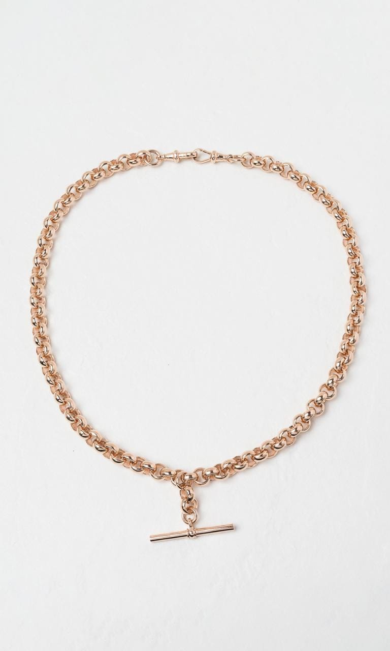 Hogans Family Jewellers 9K RG 49cm Belcher Fob Chain Necklace