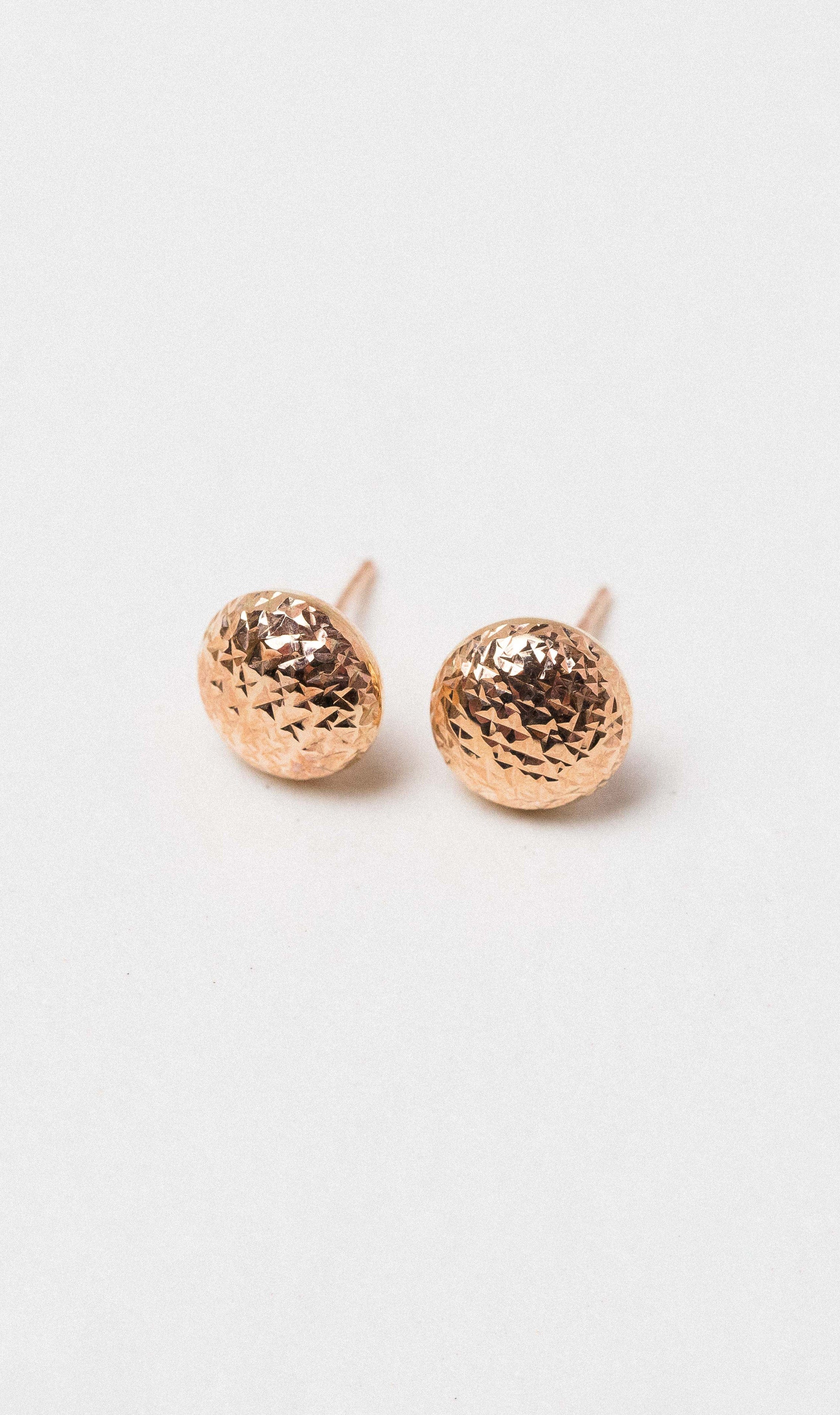 Hogans Family Jewellers 9k RG Diamond Cut Button Stud Earrings