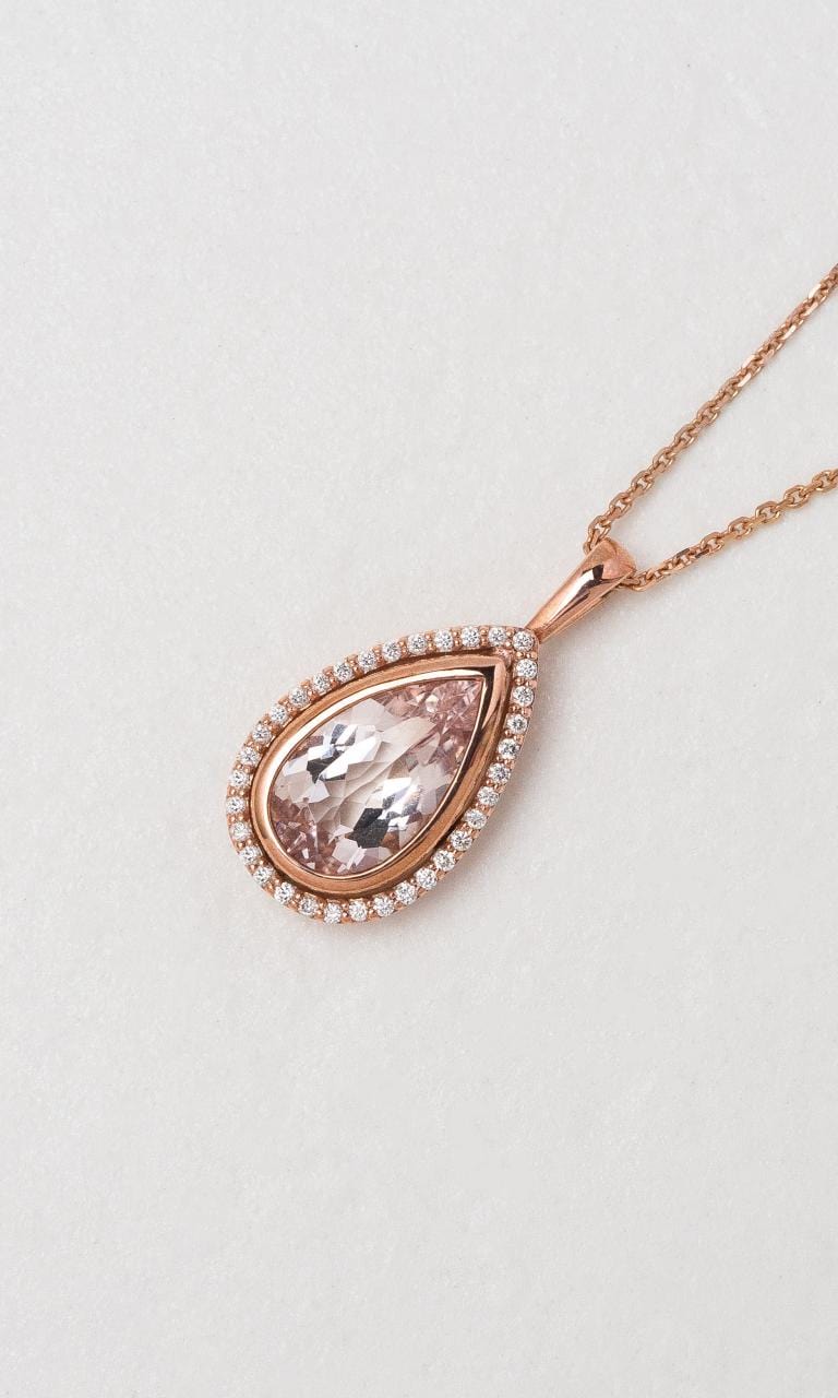 Hogans Family Jewellers 9K RG Morganite & Diamond Pendant