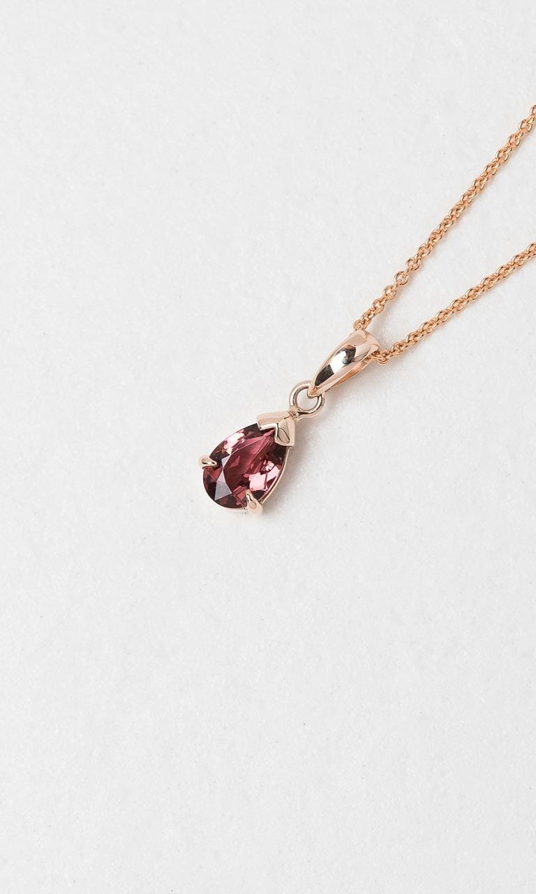 Hogans Family Jewellers 9K RG Pear Cut Pink Tourmaline Solitaire Pendant