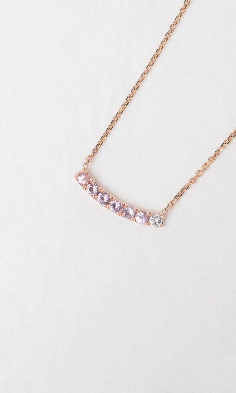 Hogans Family Jewellers 9K RG Round Brilliant Cut Pink Sapphire Necklace