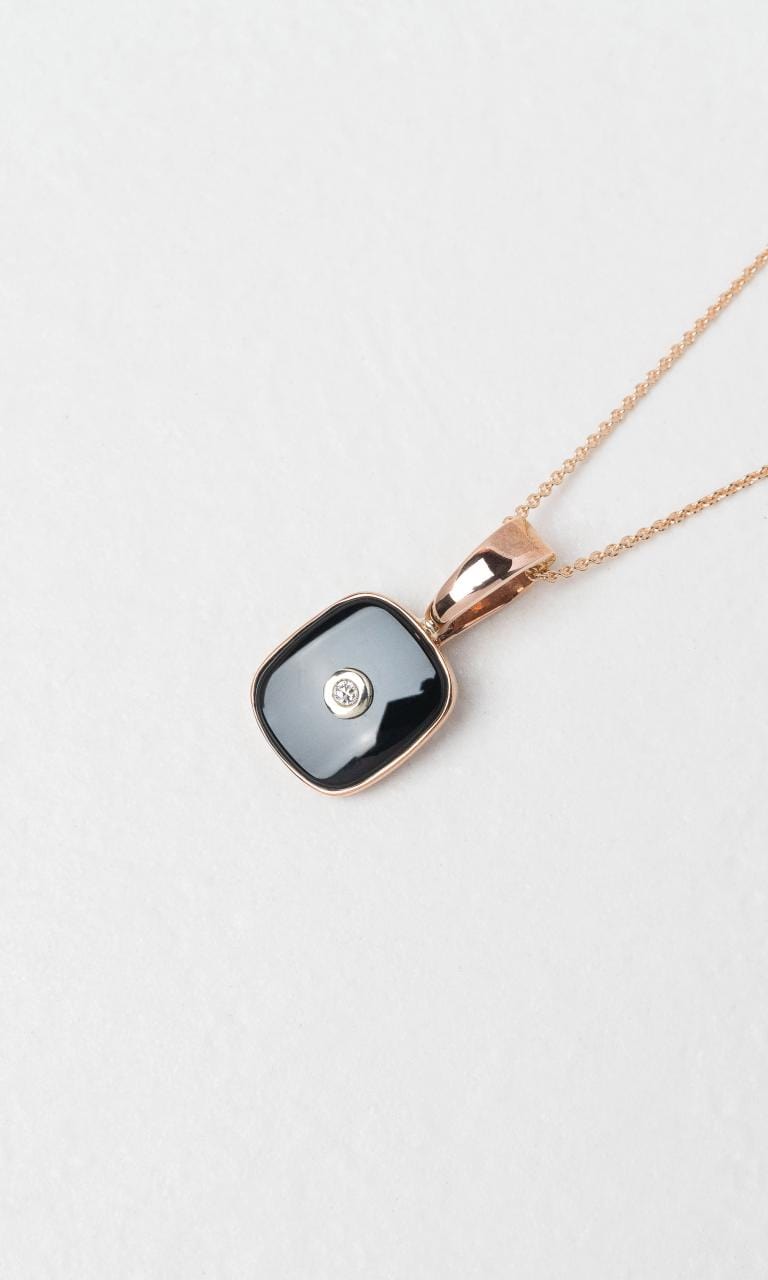 Hogans Family Jewellers 9K RWG Cushion Onyx Enhancer Pendant