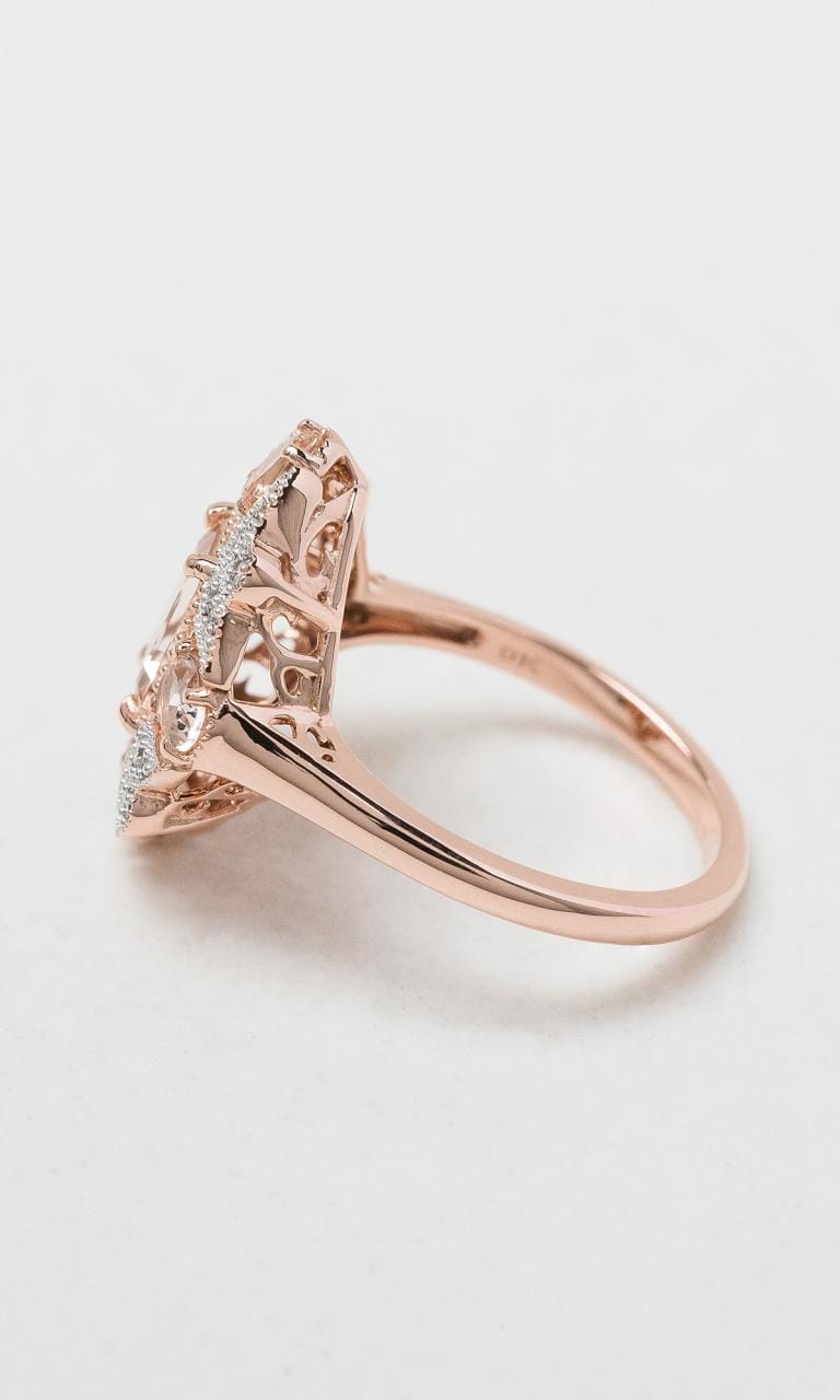 Hogans Family Jewellers 9K RWG Emerald Cut Morganite Vintage Cluster Dress Ring