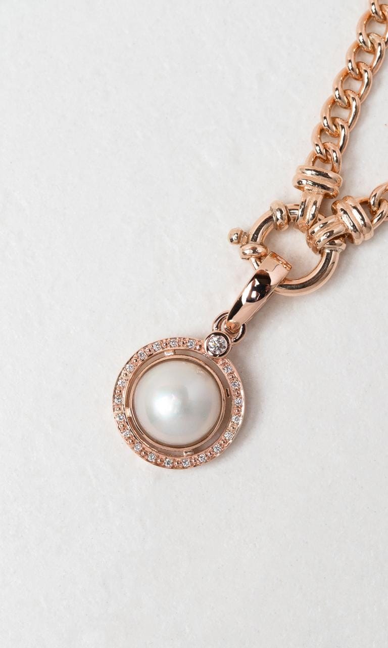 Hogans Family Jewellers 9K RWG Mabe Pearl & Diamond Pendant Enhancer