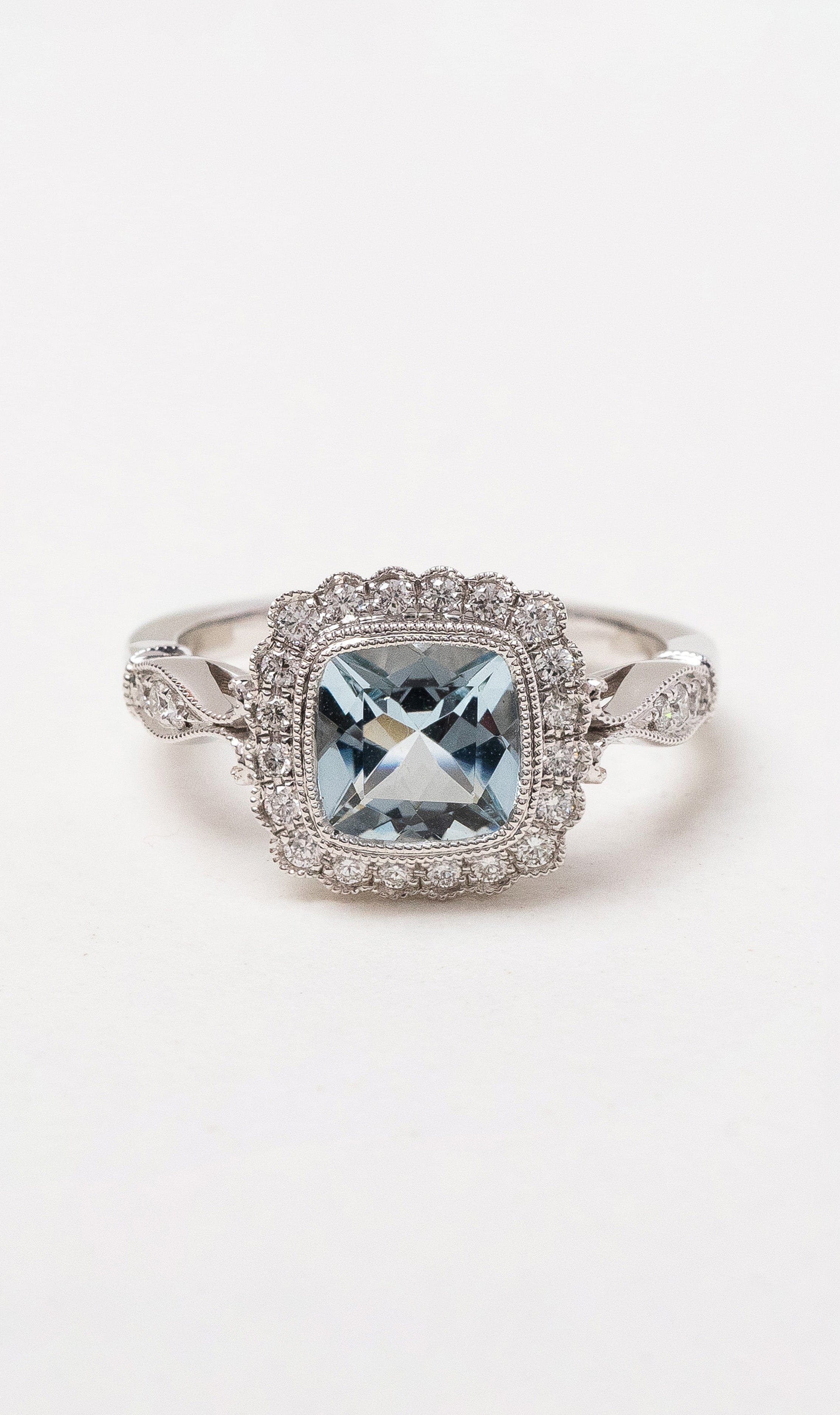 Hogans Family Jewellers 9K WG Aquamarine Cluster Ring