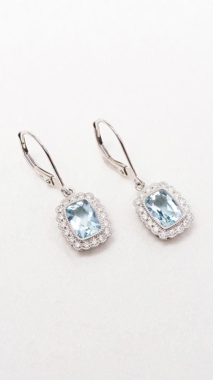 Hogans Family Jewellers 9K WG Aquamarine Drop Earrings