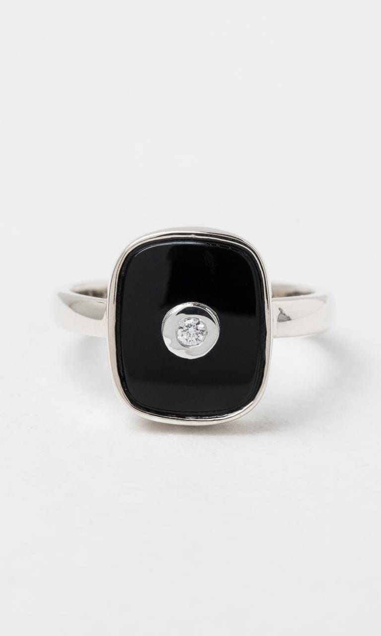 Hogans Family Jewellers 9K WG Cushion Cut Onyx Dress Ring
