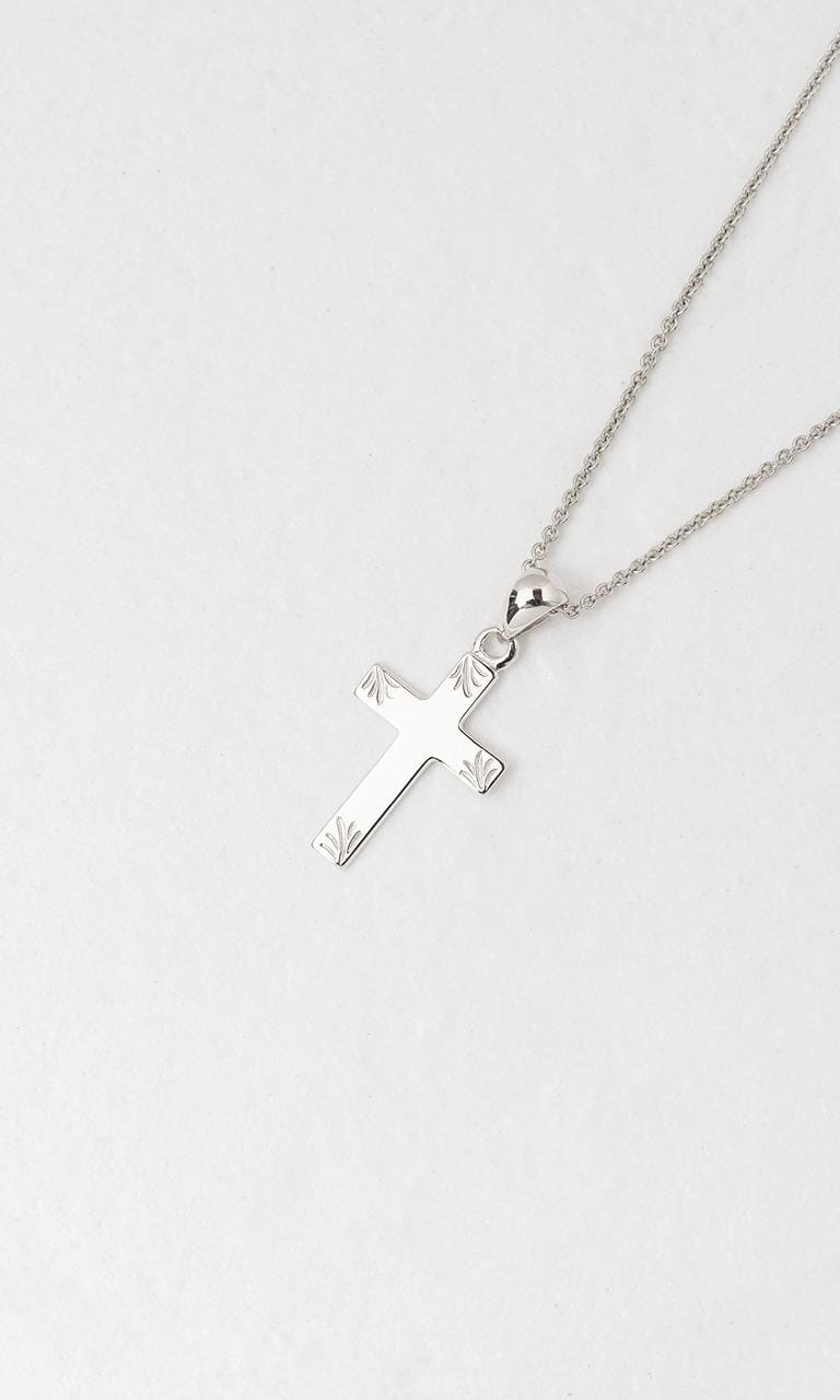Hogans Family Jewellers 9K WG Detailed Cross Pendant