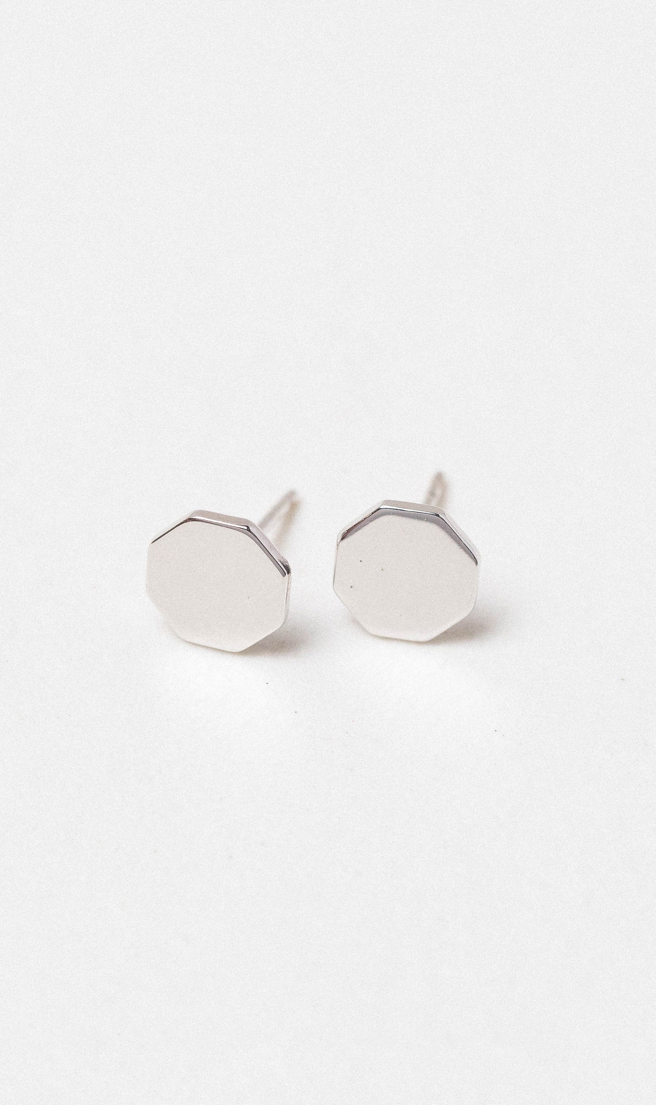 Hogans Family Jewellers 9K WG Octagonal Stud Earrings