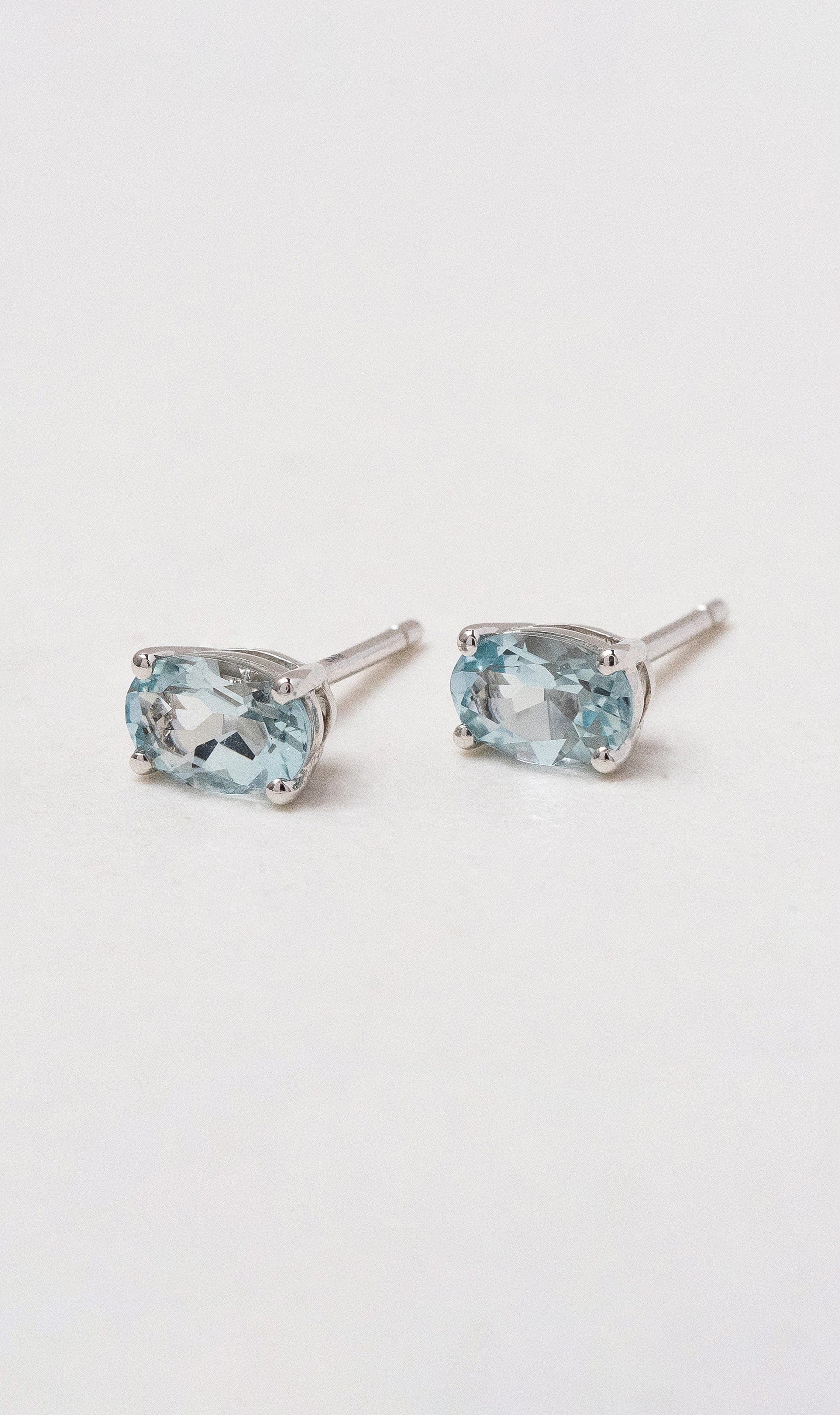 Hogans Family Jewellers 9K WG Oval Aquamarine Stud Earrings