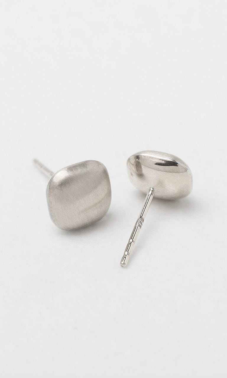 Hogans Family Jewellers 9K WG Square Brushed Stud Earrings