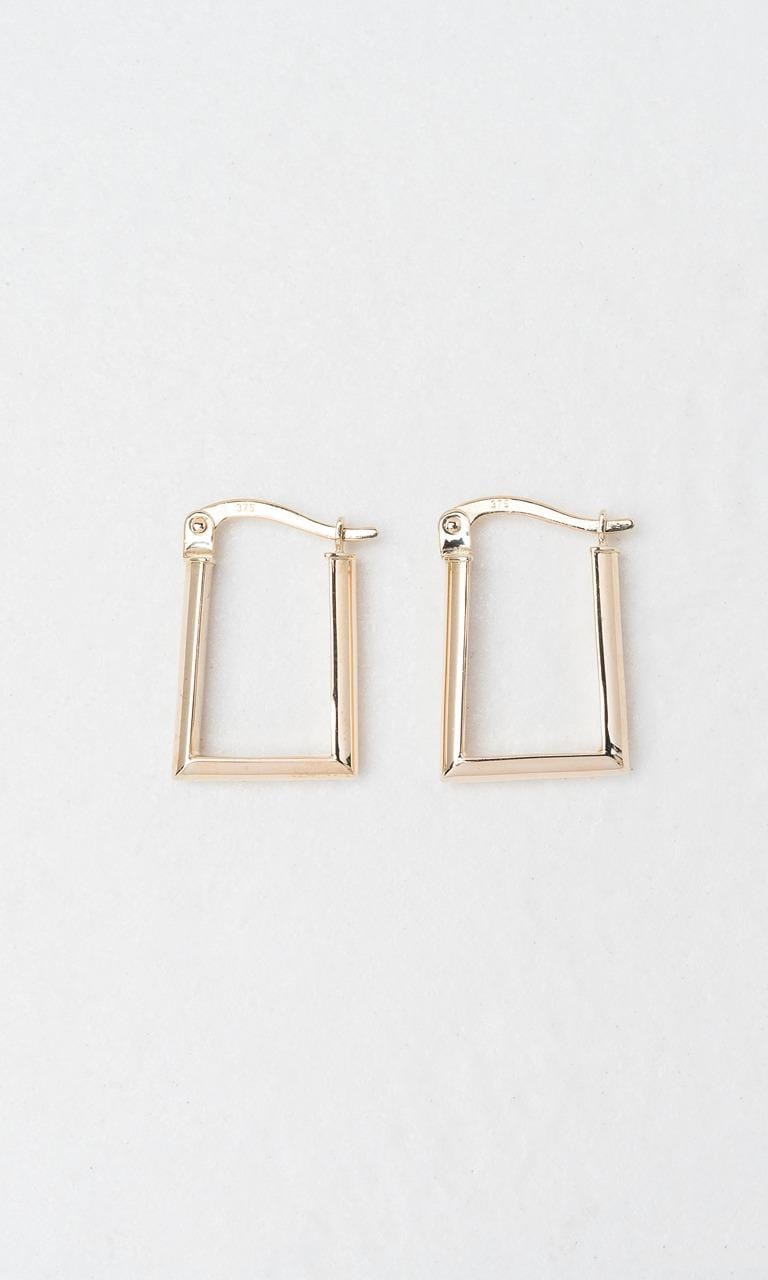 Hogans Family Jewellers 9K YG 15mm Rectangular Hoop Earrings